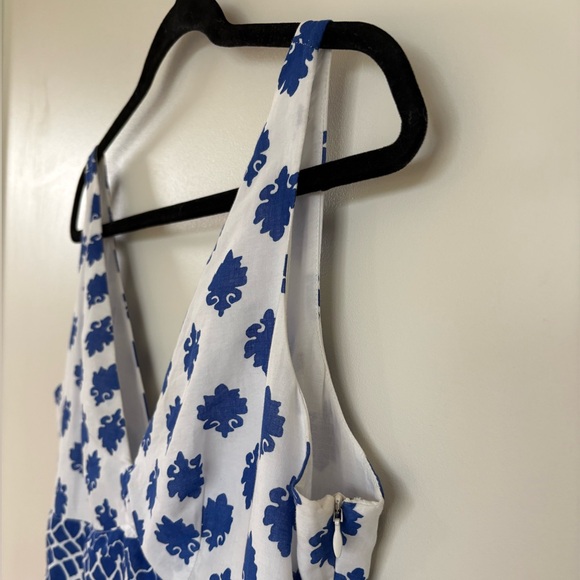 J. Crew Santorini Maxi Dress Printed Blue White Size 12 - Picture 6 of 10